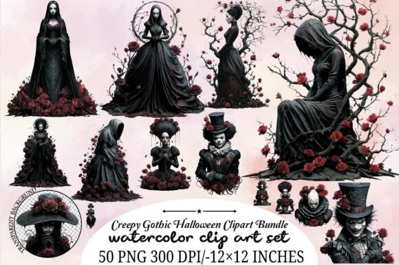 Download Creepy Gothic Halloween Clipart Bundle - Halloween clipart Collection