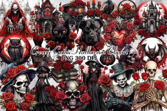 Download Creepy Gothic Halloween Clipart Bundle - Halloween clipart Collection