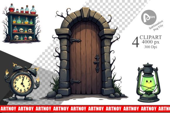 Download Gothic Haunted Objects Clipart - Premium Bundle