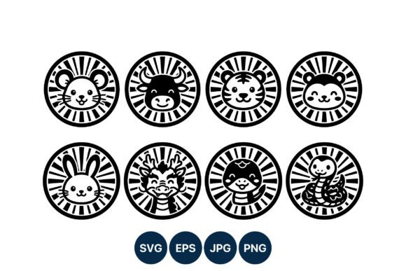 Download Cute Chinese Zodiac Animal Faces Vector - Vector Collection