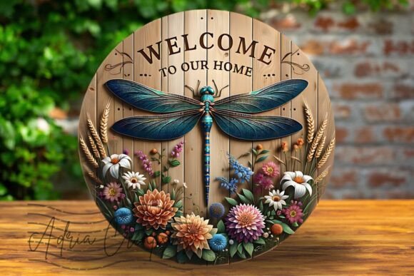 Download 3D Dragonfly Welcome Wreath Design Decal - Decal Collection