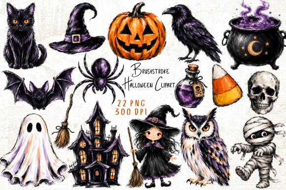 Download Brushstroke Halloween Clipart PNG - Halloween clipart Collection
