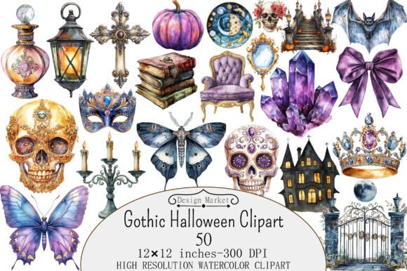 Download Watercolor Gothic Halloween Clipart - Halloween clipart Collection