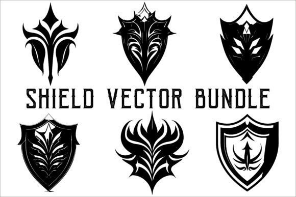 Download Silhouette of Shield Vector Set Bundle - Vector Collection