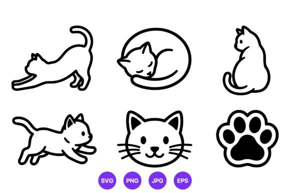 Download Cat Poses and Paw Icon Set Vector - Vector Collection
